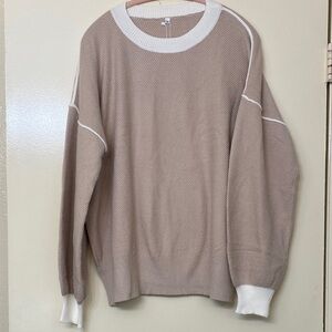 Beige Oversized Waffle Knit Sweater